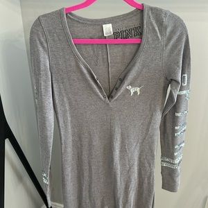 PINK Victoria's Secret Gray Pajama Top